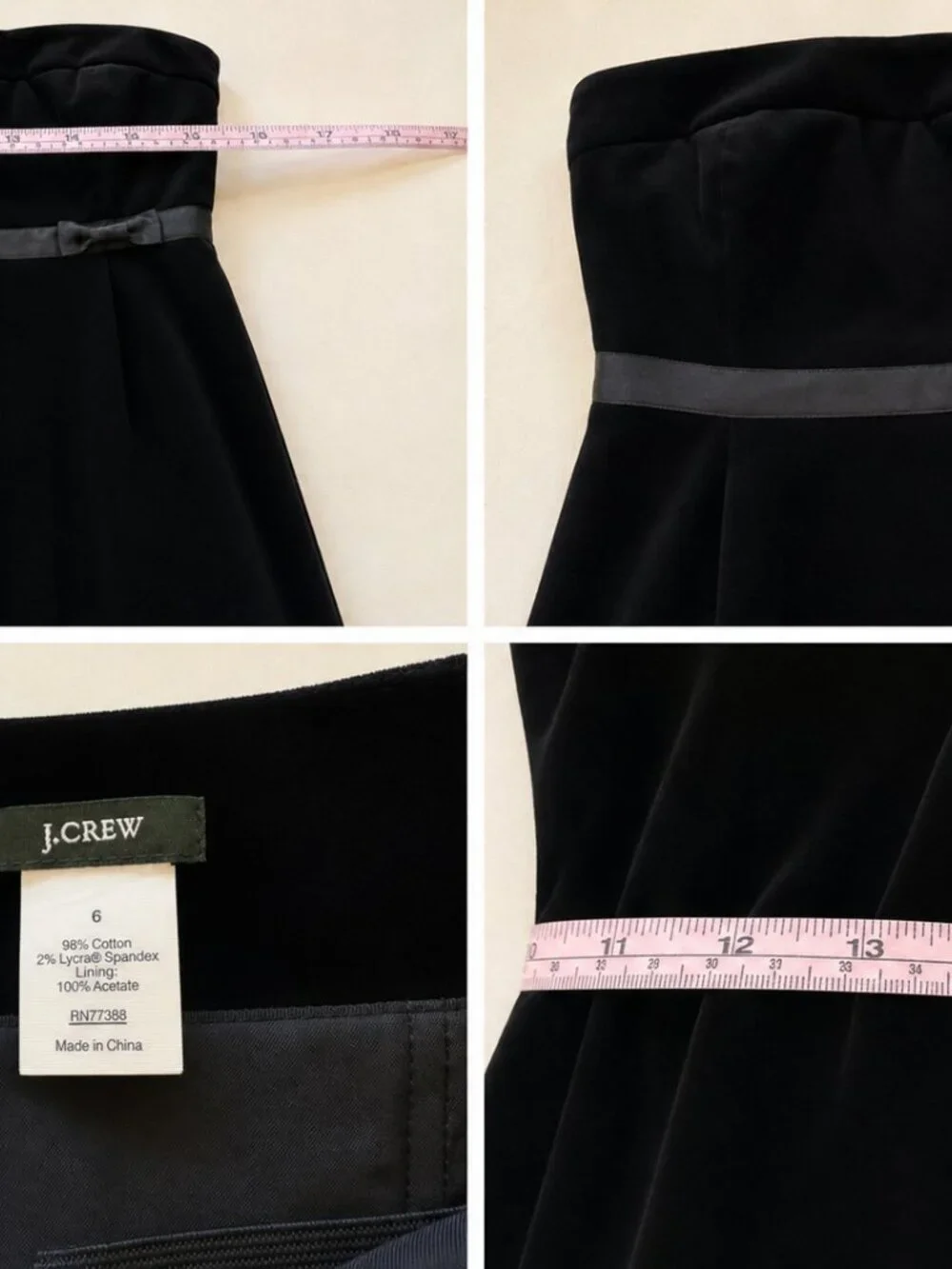 Velvet! J.Crew Strapless Black Dress (Size 6)